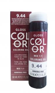 GLOSS COLOR Demi-permanentní barva na vlasy tón v tónu na bázi oleje s kyselým pH bez amoniaku - 60 ml Odstíny GLOSS COLOR: GLOSS COLOR 9.44 60ml