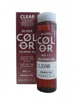 GLOSS COLOR Demi-permanentní barva na vlasy tón v tónu na bázi oleje s kyselým pH bez amoniaku - 60 ml Odstíny GLOSS COLOR: GLOSS COLOR CLEAR 60ml