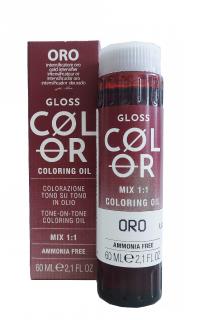 GLOSS COLOR Demi-permanentní barva na vlasy tón v tónu na bázi oleje s kyselým pH bez amoniaku - 60 ml Odstíny GLOSS COLOR: GLOSS COLOR ORO 60ml