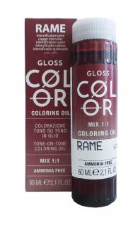 GLOSS COLOR Demi-permanentní barva na vlasy tón v tónu na bázi oleje s kyselým pH bez amoniaku - 60 ml Odstíny GLOSS COLOR: GLOSS COLOR RAME 60ml