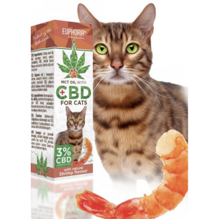 Euphoria CBD konopný olej pro kočky 3%, 300mg, 10ml - příchuť krevety