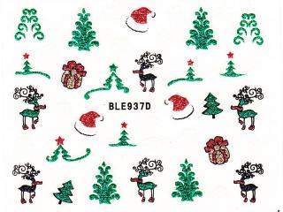 Samolepky na nehty glitrové Vánoce - 937D