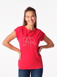 Dámské tričko ALTA červené s potiskem Anděl Velikost: L/42