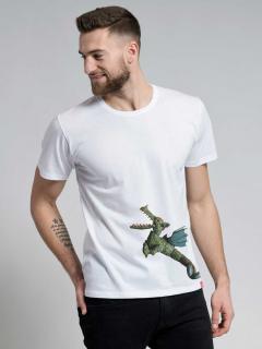 Pánské tričko AGEN bílé s potiskem DRAK Velikost: XXL