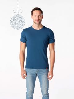 Pánské tričko DAVOS slim fit modrozelené Velikost: XL