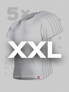 Pětipack bílých pánských triček AGEN - XXL