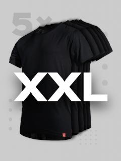 Pětipack černých pánských triček AGEN - XXL