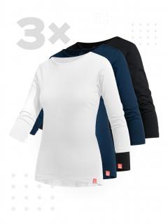Triplepack dámských DIEZ triček - bílá, černá, navy