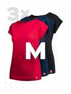 Triplepack dámských triček ALTA malina, černá, navy - M