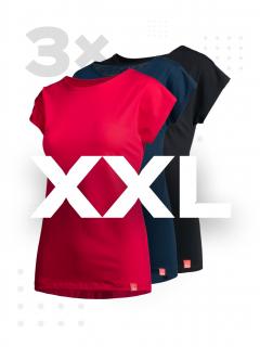 Triplepack dámských triček ALTA malina, černá, navy - XXL