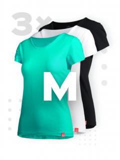 Triplepack dámských triček BREDA - černá, bílá, zelená - M
