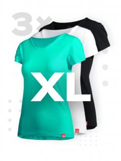 Triplepack dámských triček BREDA - černá, bílá, zelená - XL