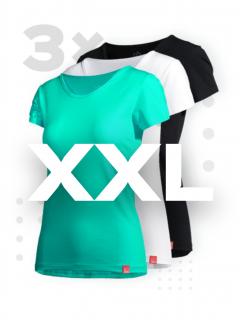 Triplepack dámských triček BREDA - černá, bílá, zelená - XXL