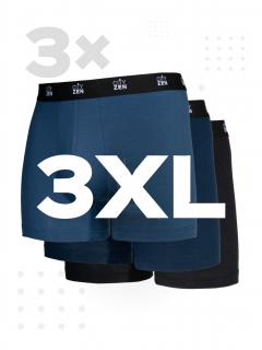 Triplepack pánských boxerek PUNO - navy, modrá, černá - 3XL