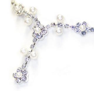Souprava náhrdelník a náušnice s kamínky a perličkami FLOVER