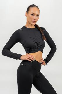 NEBBIA Elite Essentials Crop top s dlouhým rukávem Elevated 468 Black Barva: Černá, Velikost: M