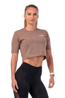 NEBBIA Essentials Crop Top Minimalist Logo 600 Brown Barva: Hnědá, Velikost: XS