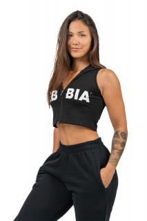 NEBBIA HERO N°3 Crop mikina bez rukávů MUSCLE MOMMY 258 Black Barva: Černá, Velikost: XS