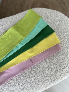 Kožený vázací pásek - růžová / žlutá / mint / zelená / neon zelená Barva: malinová