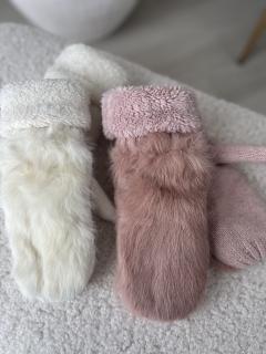 Rukavice FLUFFY bílá / růžová Barva: růžová