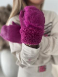 Rukavice FLUFFY fuchsia / krémová Barva: fuschia