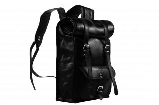 Kožený roll-top batoh 20l černý ROHAN - SAJO, řemeslná výroba