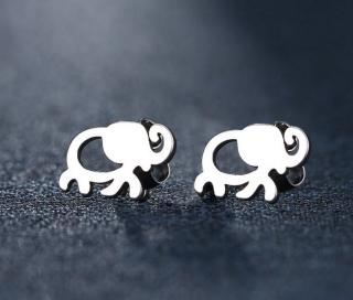 Dámské náušnice- pecičky ve tvaru slona pro štěstí z chirurgické oceli- 2 barvy Barva: Stříbrná
