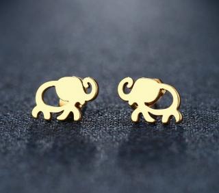 Dámské náušnice- pecičky ve tvaru slona pro štěstí z chirurgické oceli- 2 barvy Barva: Zlatá