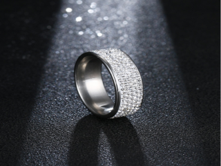 Dámský prsten s kamínky z chirurgické oceli SR187 Průměr: Vel. 10 - 21 mm