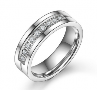 Dámský prsten s malými zirkony z chirurgické oceli SR000029 Velikost: 10
