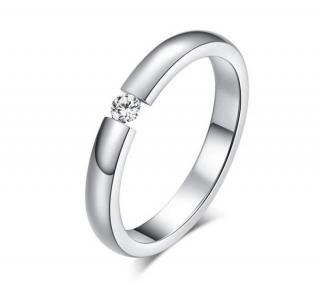 Dámský prsten z chirurgické oceli s decentním zirkonem ve stříbrném provedení SR164 Velikost: 10