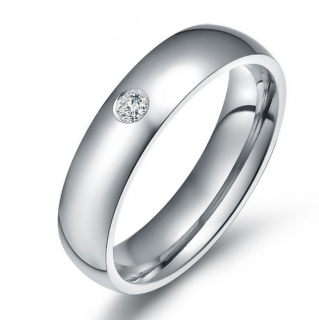 Dámský prsten z chirurgické oceli se zirkonem v imitaci diamantu- stříbrný SR000023 Velikost: 6