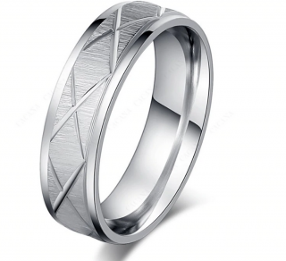 Masivní prsten s rýhováním z chirurgické oceli- stříbrný SR00080 Velikost: 10