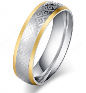 Masivní prsten z chirurgické oceli z ornamenty SR000088 Velikost: 10