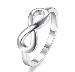 Prsten nekonečno z rhodiované bižuterie ve stříbrném provedení- Infinity SR000050 Velikost: 10