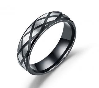 Prsten z broušené chirurgické oceli černostříbrný SR160 Velikost: 10