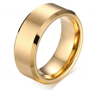 Prsten z broušené chirurgické oceli zlatý SR000073 Velikost: 10