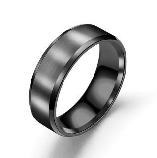 Prsten z broušeného titanu v černém provedení SR156 Velikost: 10