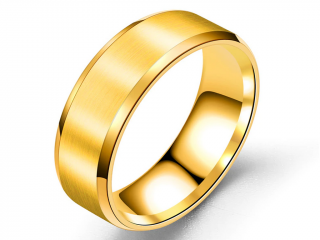 Prsten z broušeného titanu - zlatý SR217 Velikost: 10