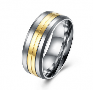 Prsten z chirurgické oceli Coloro- stříbrnozlatý SR000017 Velikost: 10