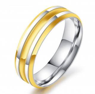 Prsten z chirurgické oceli Decent stříbrnozlatý SR000016 Velikost: 10