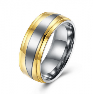 Prsten z chirurgické oceli stříbrnozlatý SR000015 Velikost: 10