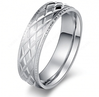 Prsten z chirurgické oceli- stříbrný- rýhovaný SR000084 Velikost: 10