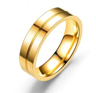 Prsten z leštěné chirurgické oceli ve zlatém provedení Line SR179 Velikost: 10