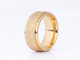 Prsten z pískované chirurgické oceli- zlatý SR00010 Velikost: 12