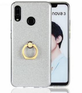 Silikonový lesklý zadní kryt se stojánkem pro Huawei Nova 3 PZK48 Barva: Bílá