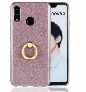 Silikonový lesklý zadní kryt se stojánkem pro Huawei Nova 3 PZK48 Barva: Růžová