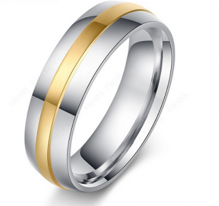 Stříbrnozlatý prsten z chirurgické oceli Gold Line SR000085 Velikost: 8