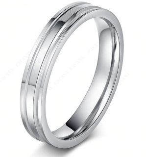 Stříbrný prsten z chirurgické oceli stříbrný- rýhovaný SR000099 Velikost: 10