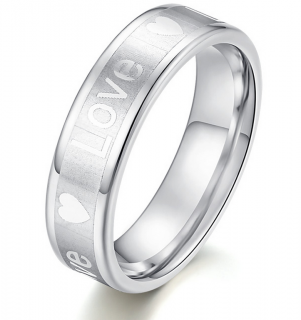 Stříbrný prsten z oceli s nápisem LOVE SR000110 Velikost: 8